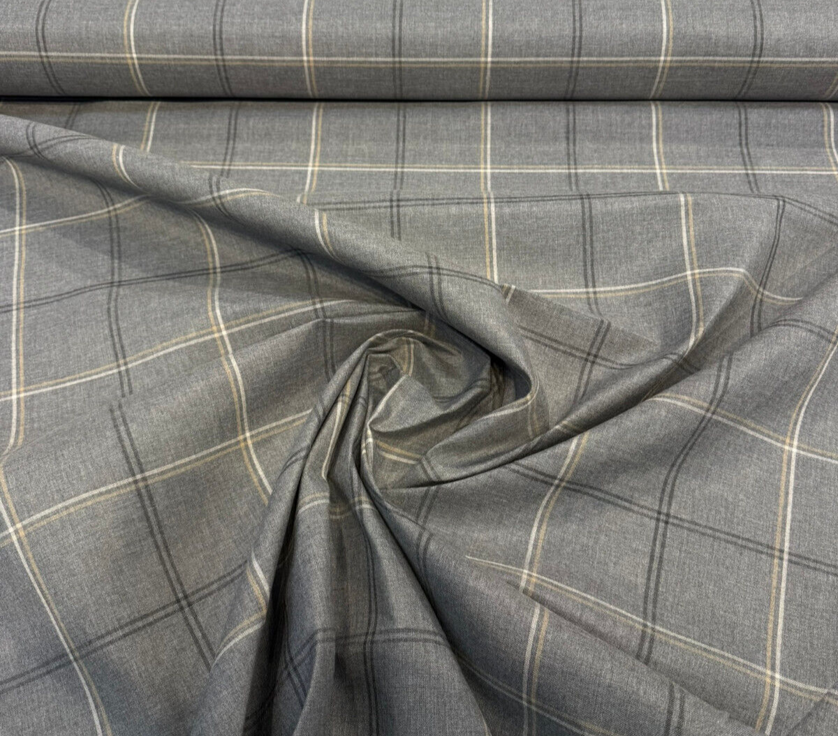 Sunbrella Paradigm Solution Dyed Acrylic Fabric - Stone Gray Plaid, 54" Width (1 Yard)