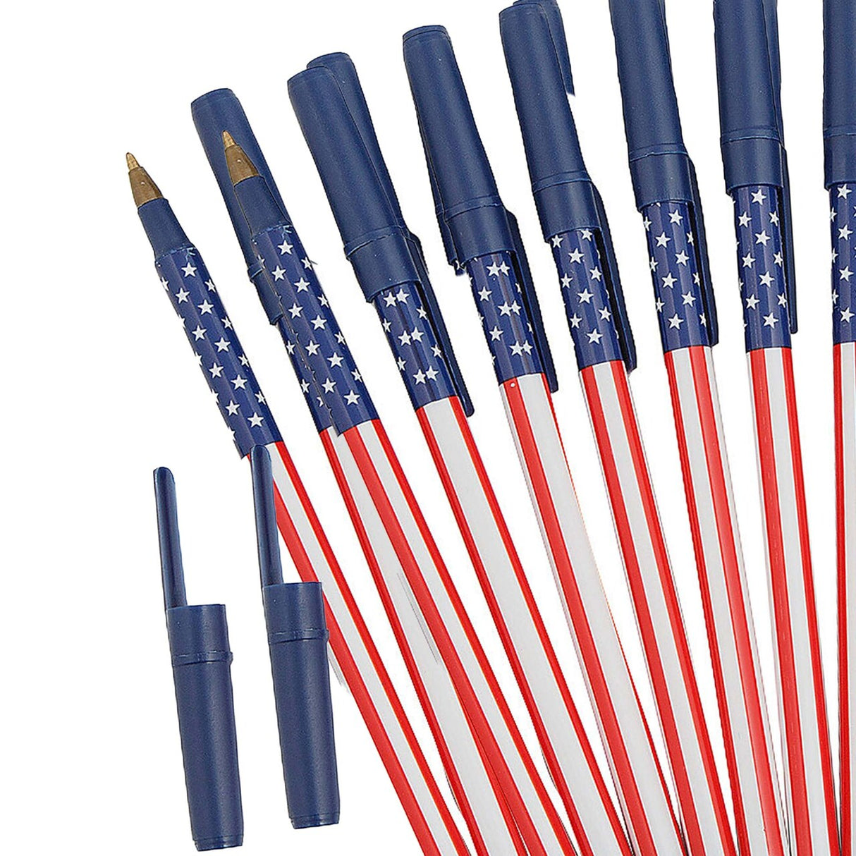 5 3/4" Patriotic USA Flag Stars & Stripes Stick Pens 12 Pc.