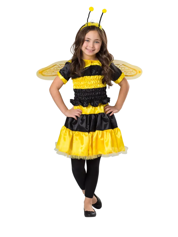 Kids bumblebee costume with top skirt wings and headband