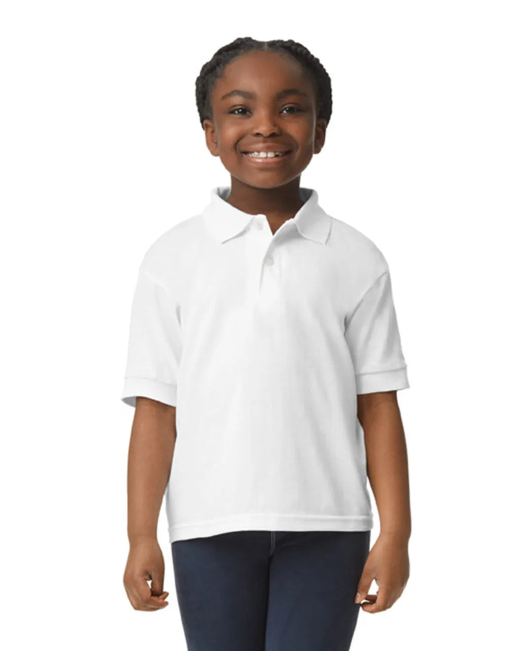Gildan 8800B Youth Polo Cotton Poly Fabric - White, Moisture Wicking, Classic Fit (1 Piece)