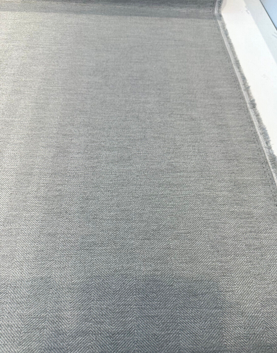 Sunbelievable Performance Herringbone Flip Flop Light Gray Oyster Solution Dyed Acrylic Polyester Fabric - Light Gray Oyster Herringbone, 59" Width (1 Yard)