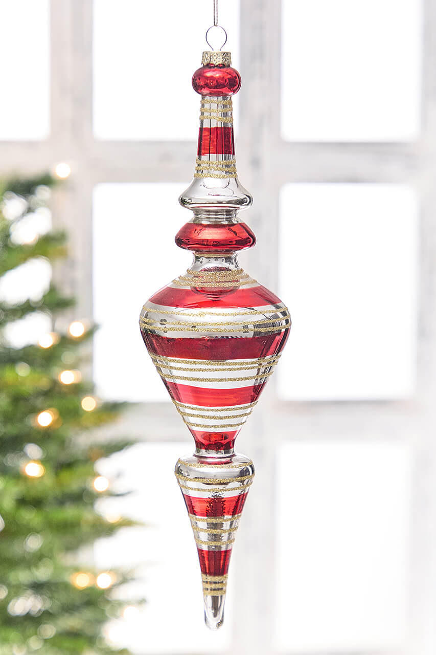 12" - 12.5" Red Glass Finial Ornament