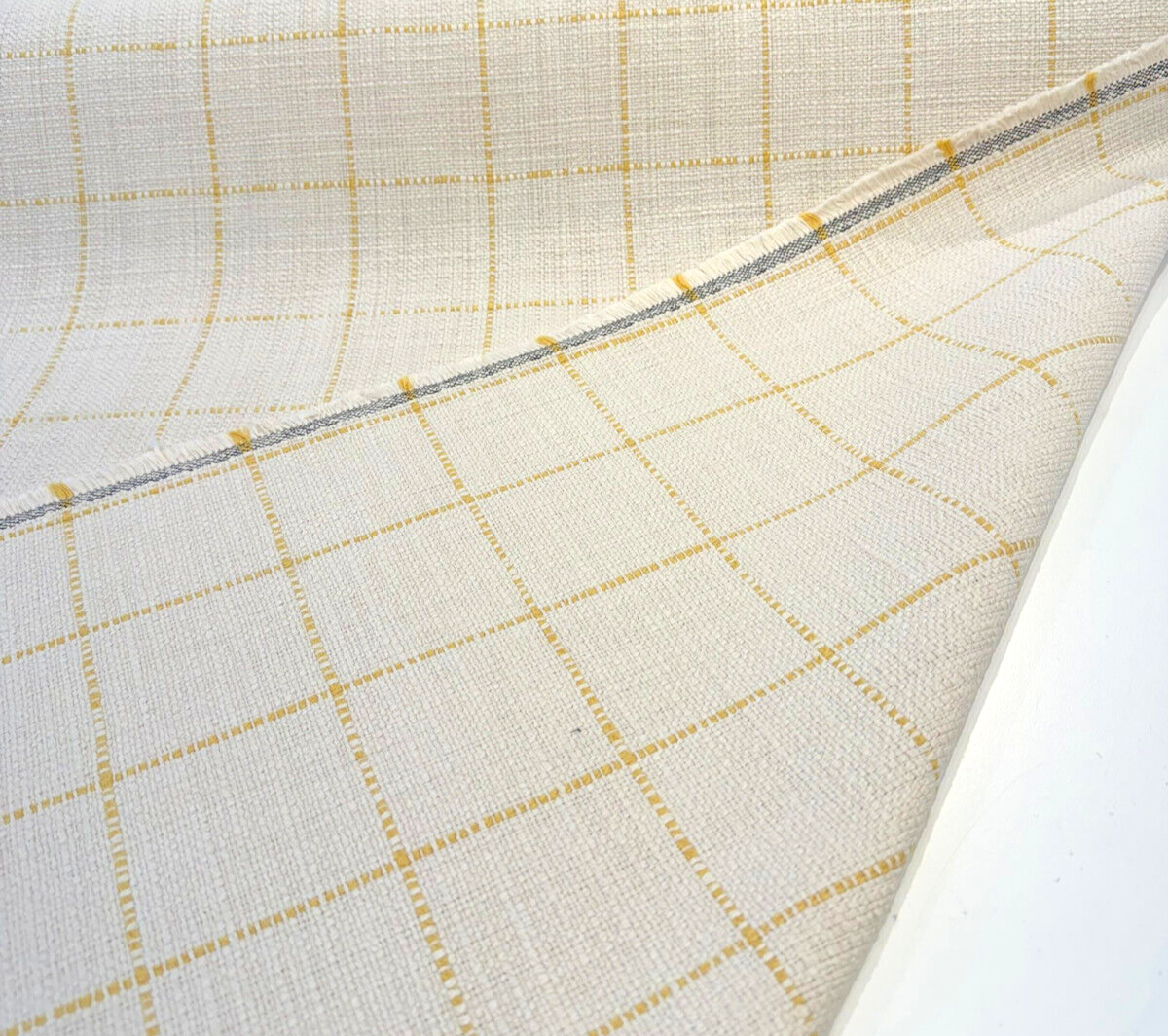 Highlander Window Golden Rod Cotton Upholstery Fabric - Golden Rod Windowpane Plaid, 54" Width (1 Yard)
