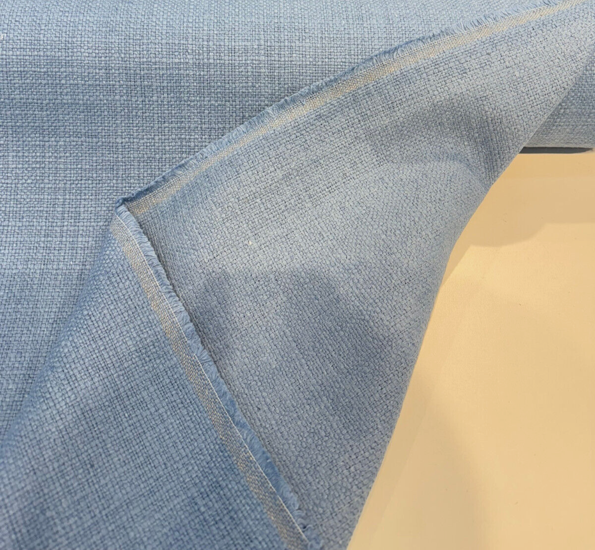 Protege Wedgewood Blue Linen Cotton Slub Texture Linen Cotton Fabric - Wedgewood Blue Slub Texture, 54" Width (1 Yard)