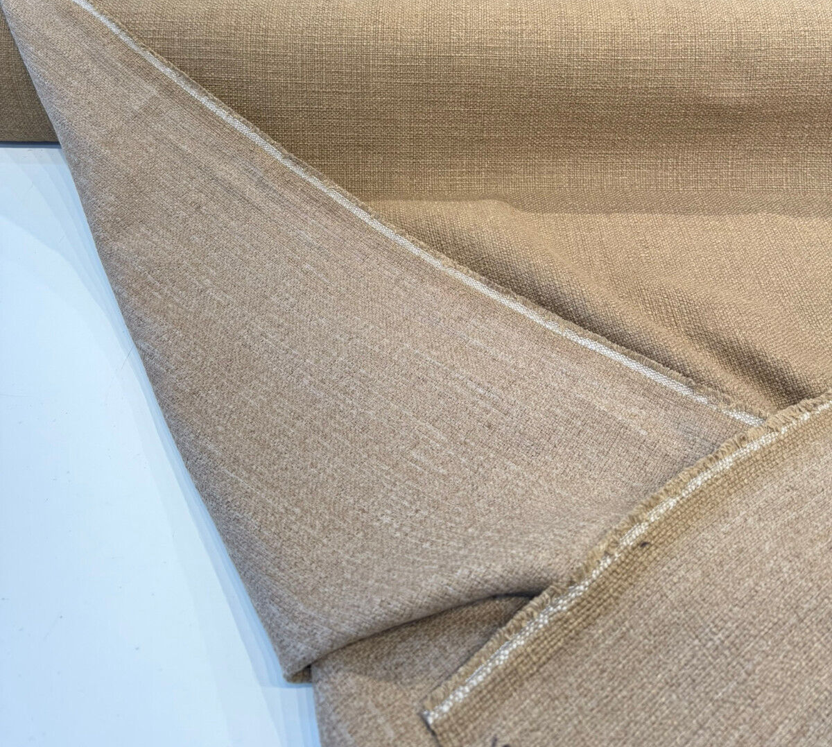 Protege Toasted Almond Linen Cotton Slub Upholstery Fabric - Toasted Almond Slub Texture, 54" Width (1 Yard)