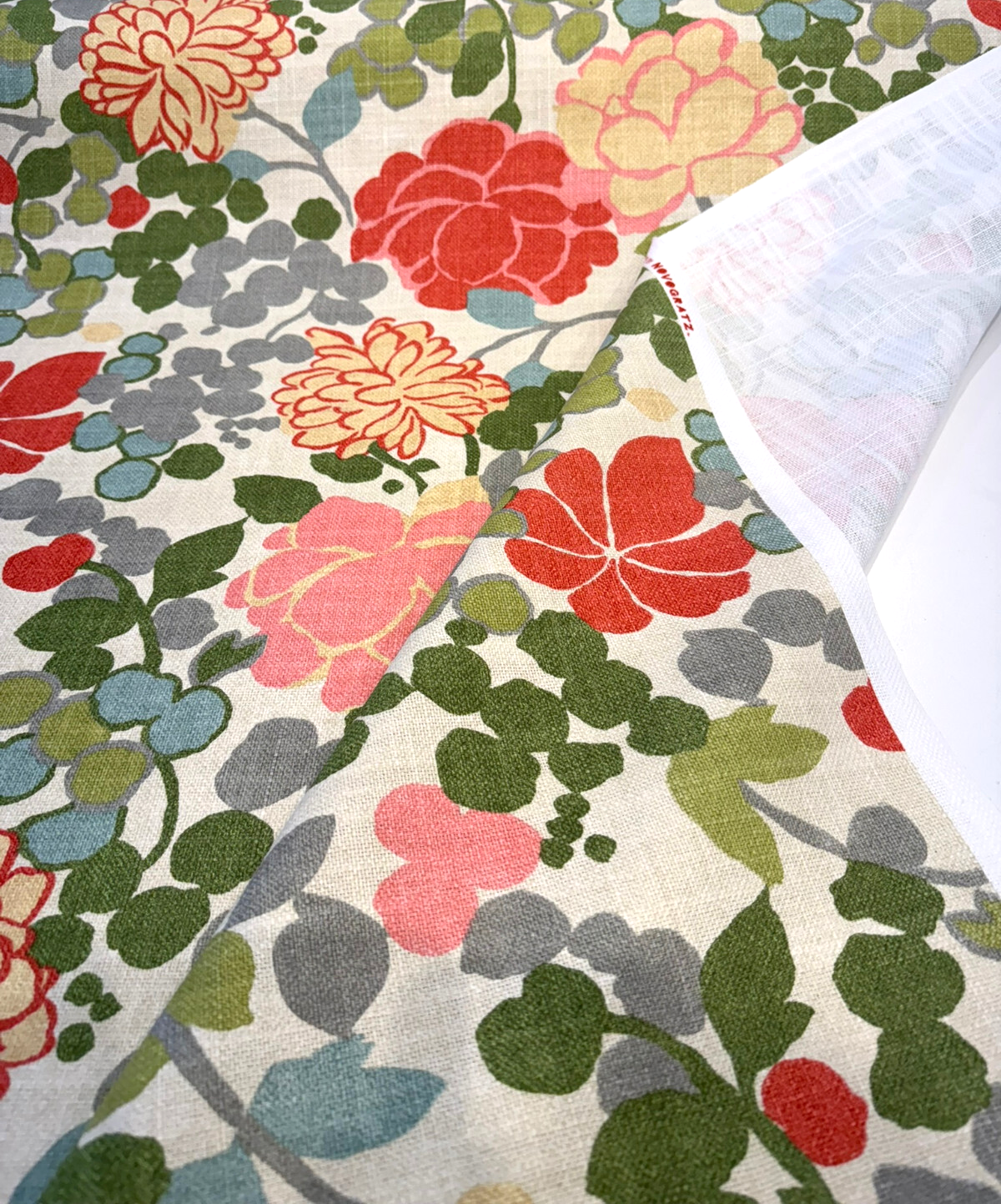 Waverly Blossom Cotton Linen Canvas Fabric - Coral Pink Large Floral, 54" Width (1 Yard)