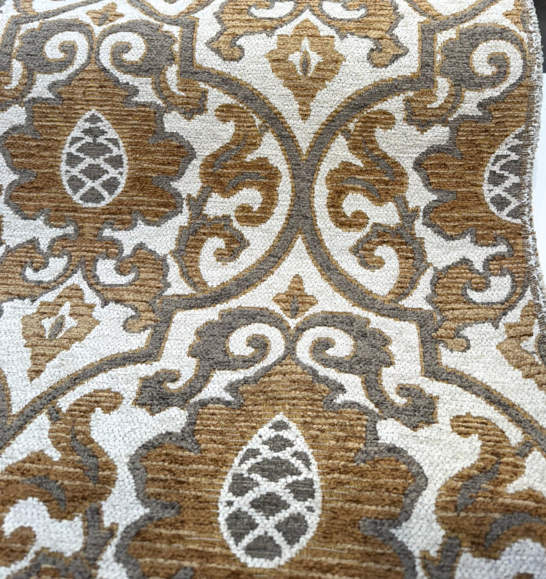 Swavelle Samad Chenille Fabric - Copper Medallion Damask, 56" Width (By The Yard)