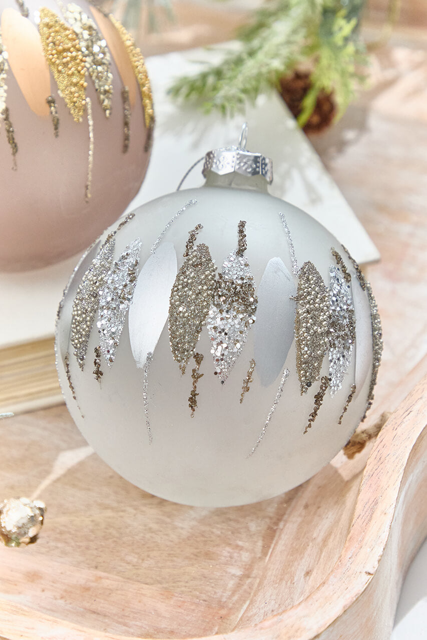 5" Glitter Cascade Glass Ball Ornament