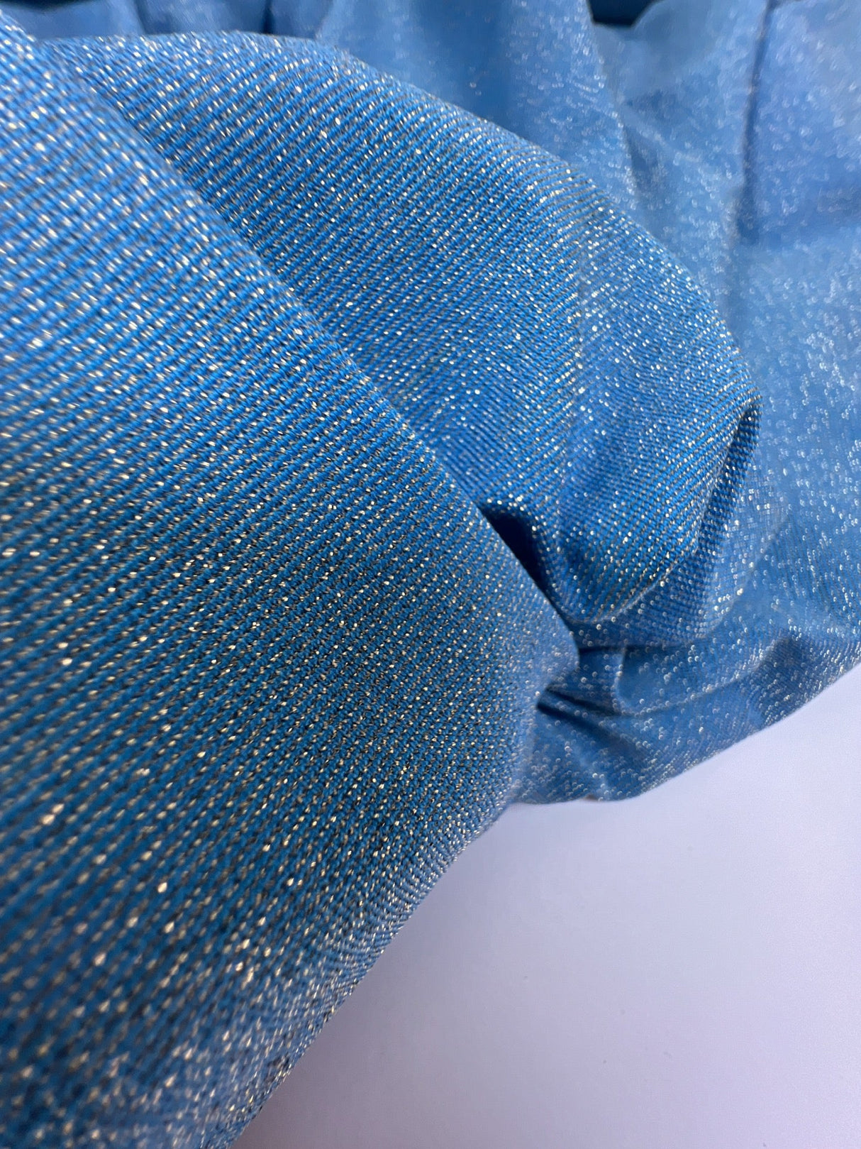 Lurex Blend Knitted Fabric Golden Blue