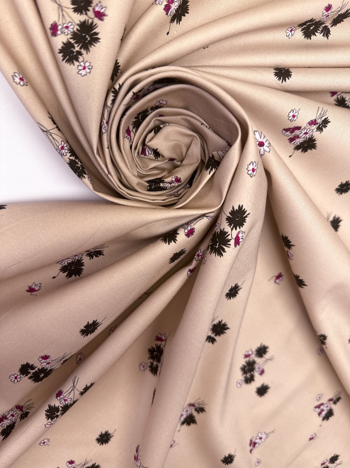 Viscose Twill Floral Print Black Pink