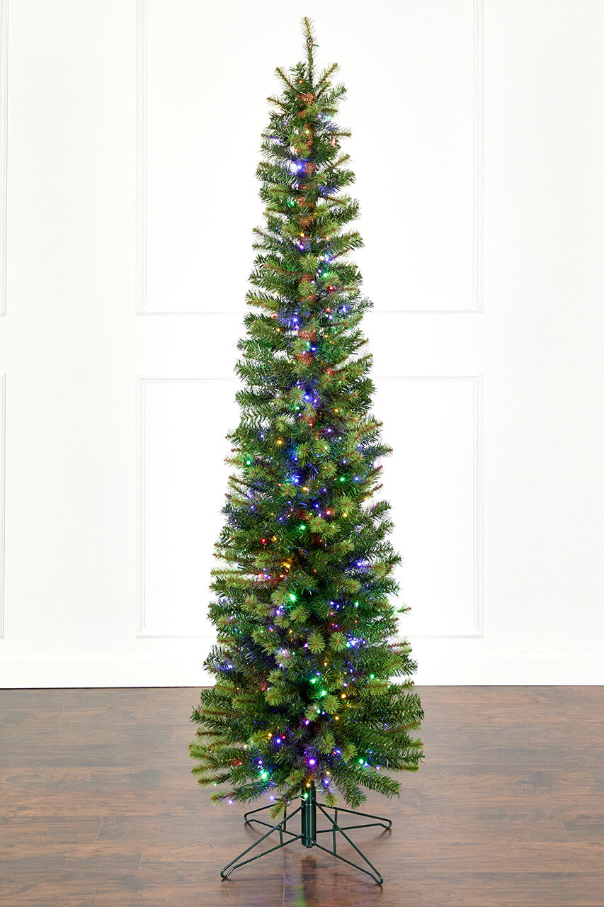 7.5' Slim Christmas Tree with 500 Color-Changing LED Lights