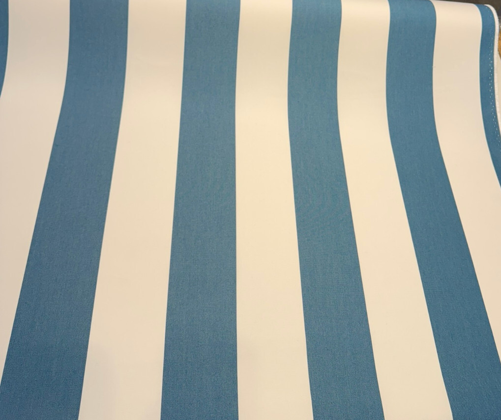 Explorer Sunbrella Peacock Stripe Acrylic Fabric - Peacock Teal And Off White Stripe, 54" Width (1 Yard)
