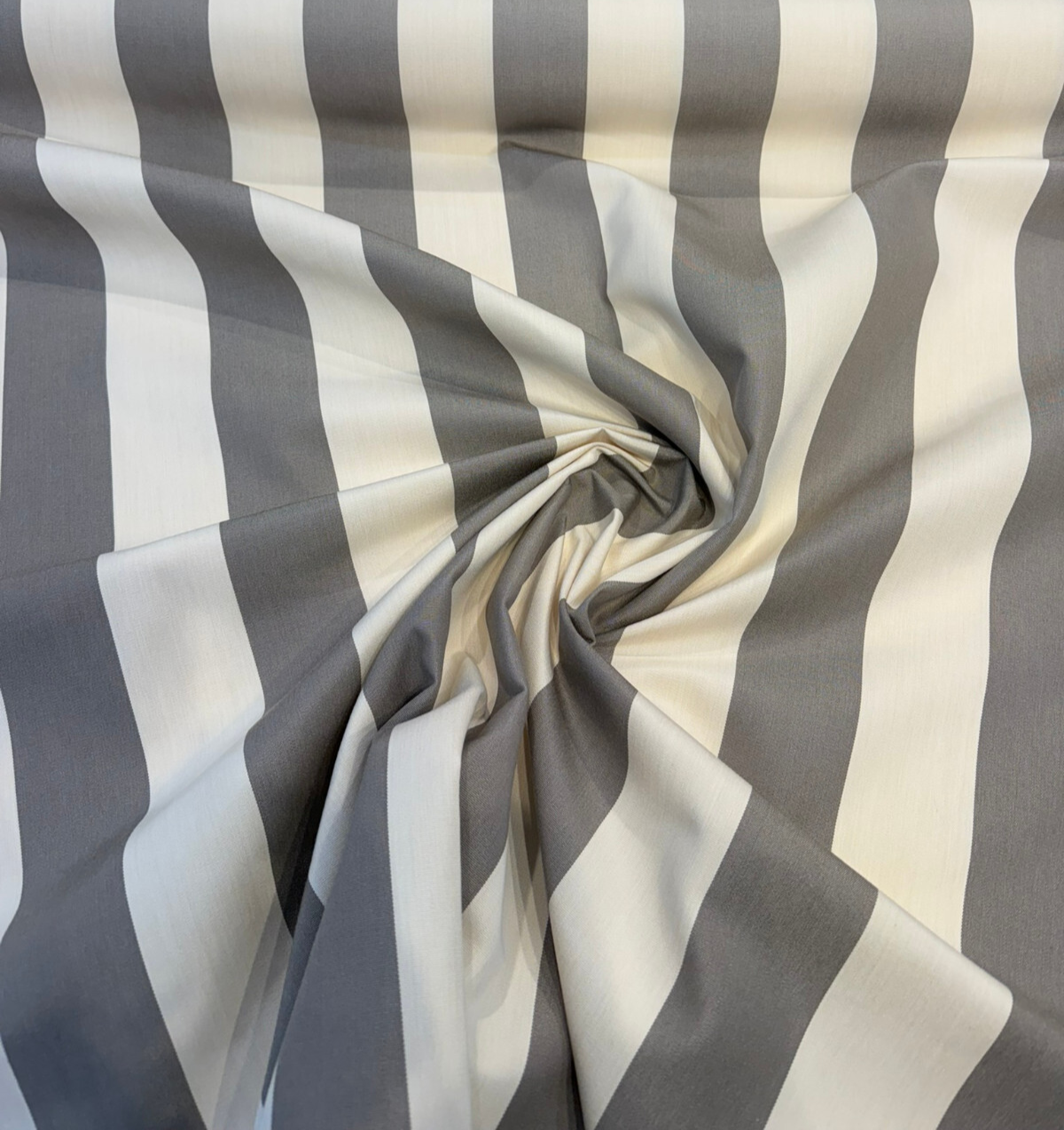 Sunbrella Townsend Taupe Acrylic Fabric - Taupe And Ivory Wide Stripe, 54" Width (1 Yard)
