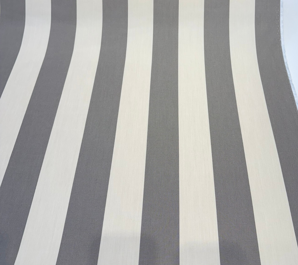 Sunbrella Townsend Taupe Acrylic Fabric - Taupe And Ivory Wide Stripe, 54" Width (1 Yard)