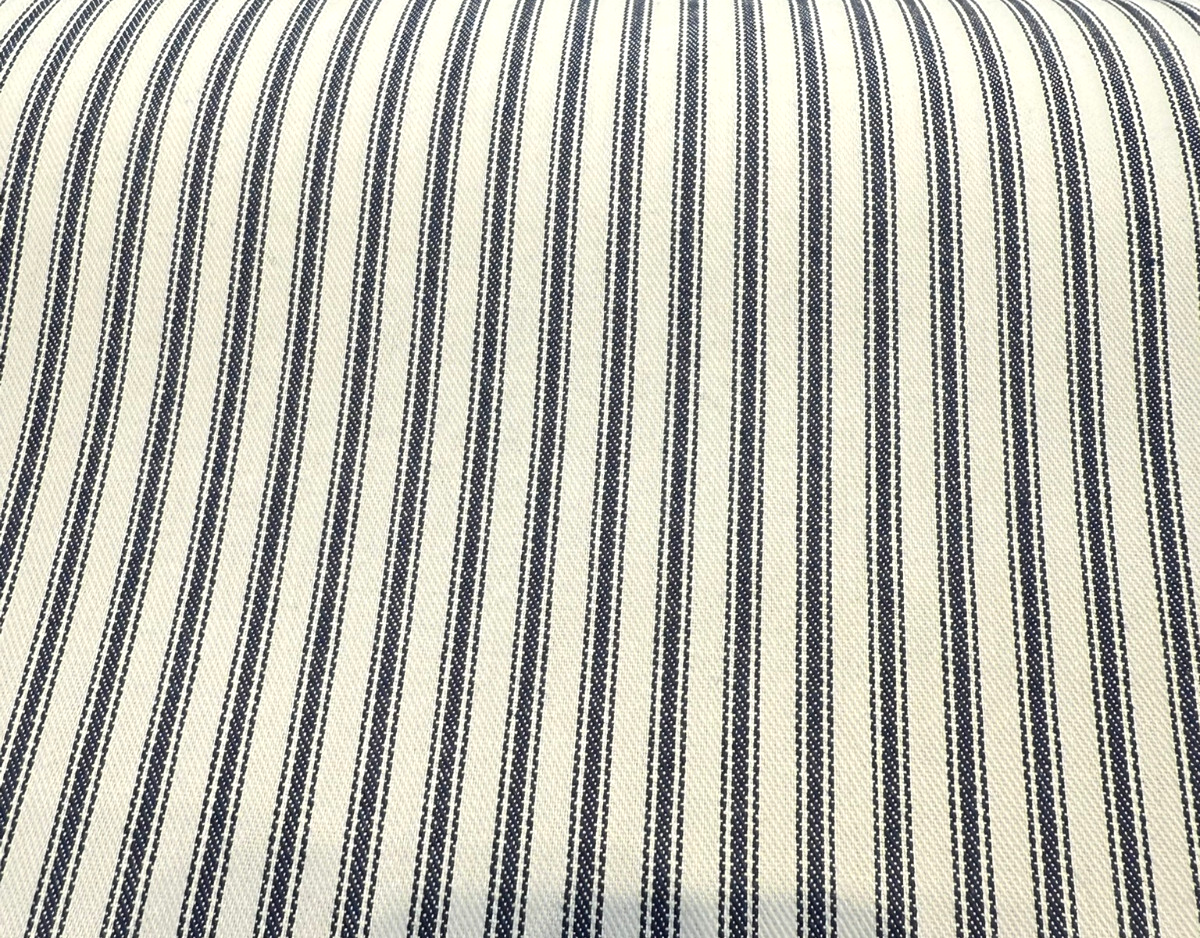 Classic Ticking Navy Blue 100 Percent Cotton Fabric - Navy Blue And White Horizontal Stripe, 54" Width (1 Yard)