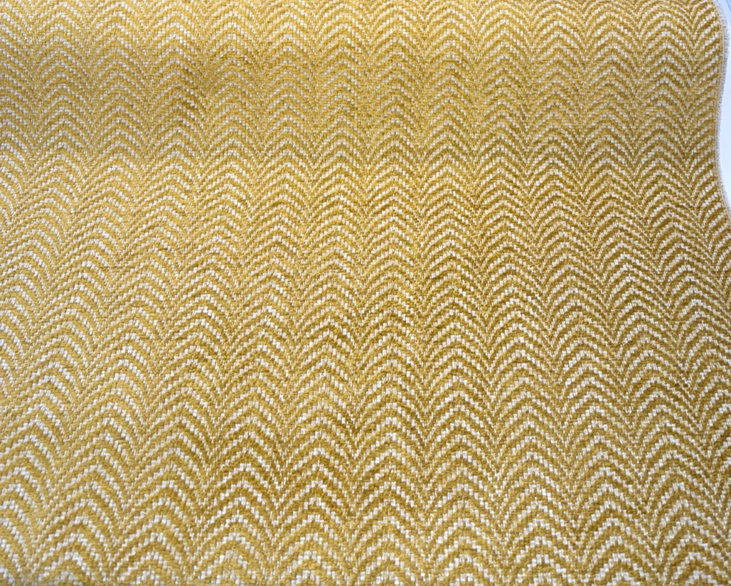 Avola Gold Belgian Chenille Fabric - Gold Chevron Wave, 56" Width (1 Yard)