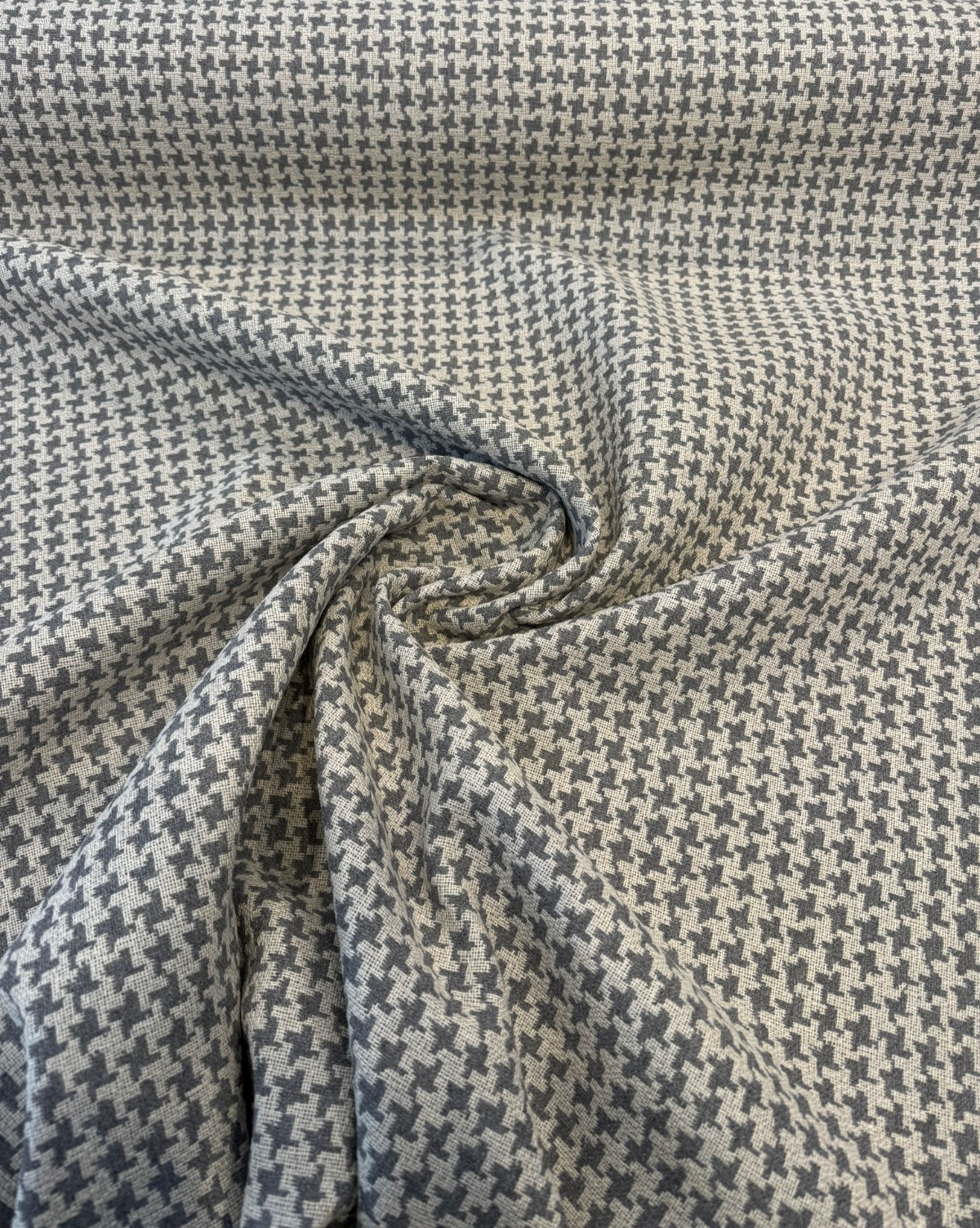 Sunbrella Hound Greystone Acrylic Fabric - Gray And Ivory Houndstooth, 54" Width (1 Yard)