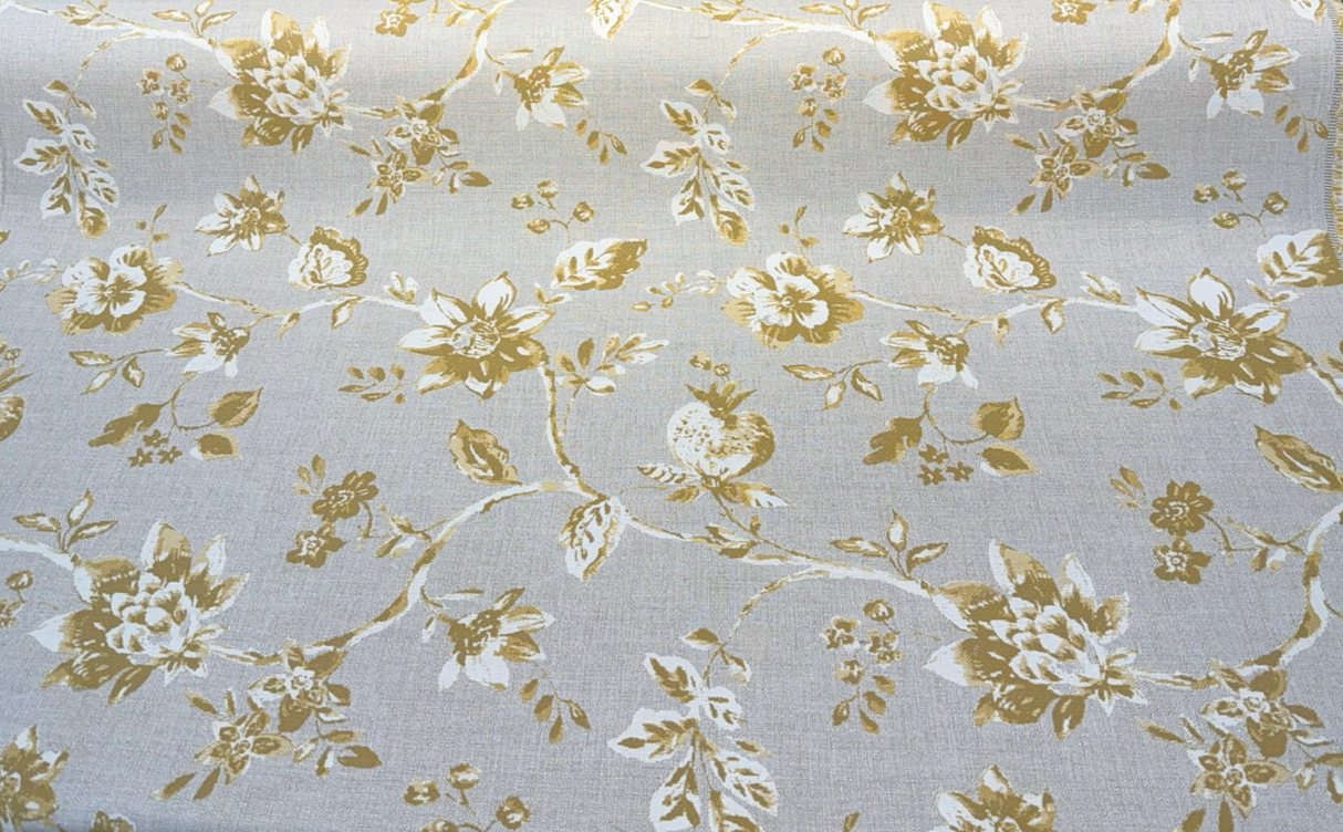 Sunbrella Ariana Floral Turmeric Sunbrella Acrylic Fabric - Floral, Turmeric/White, 54" Width (1 Yard)