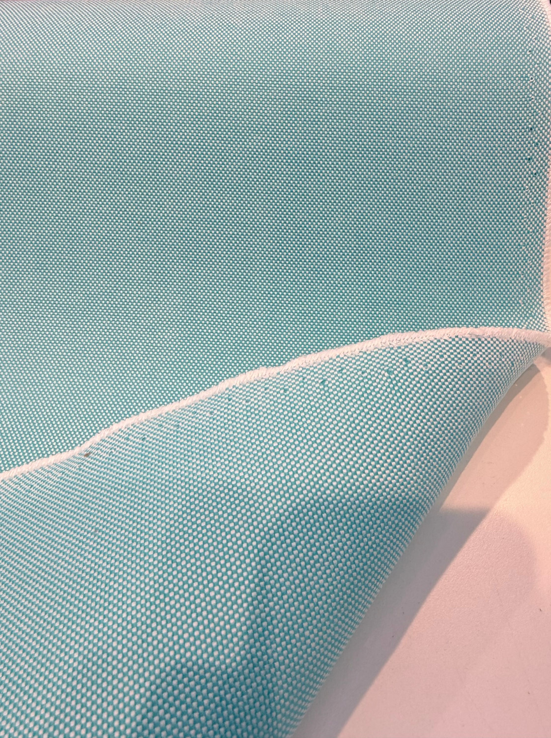 Sunbrella Sailcloth Aruba Solution-Dyed Acrylic Fabric - Teal And White Basketweave, 54" Width (1 Yard)