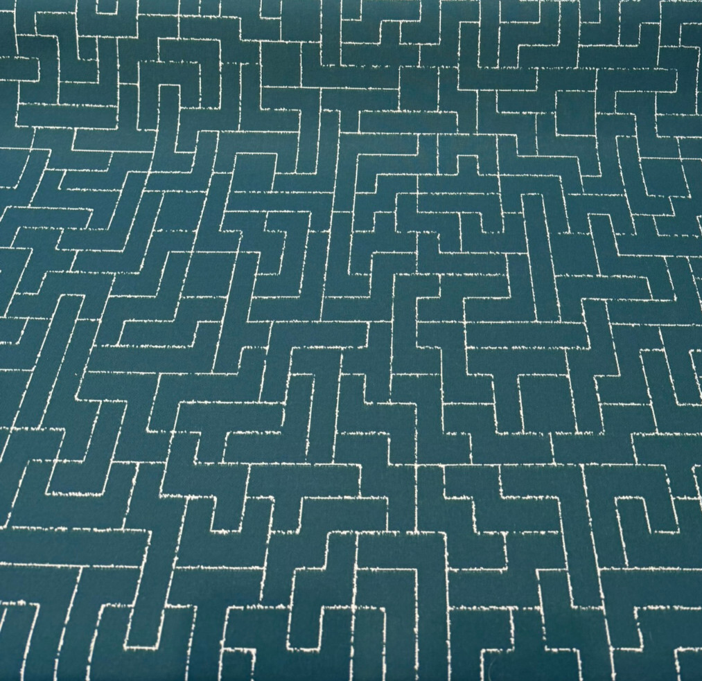 Sunbrella Create Laurel Green Acrylic Fabric - Laurel Green Geometric Maze Pattern, 54" Width (1 Yard)