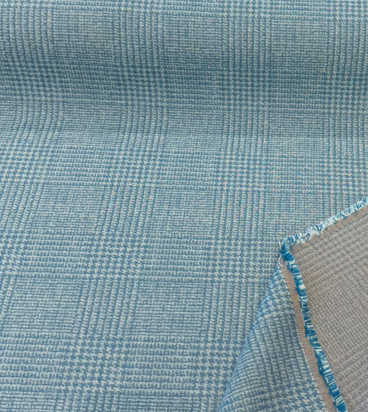 Frasure Adrift Sunbrella Acrylic Fabric - Coastal Blue/Ivory Glen Plaid, 54" Width (1 Yard)