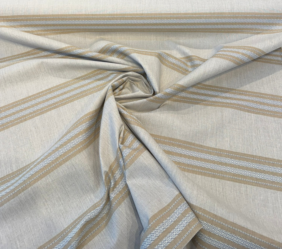 Sunbrella Ethos Dune Acrylic Fabric - Beige/Cream Stripe, 54" Width (1 Yard)