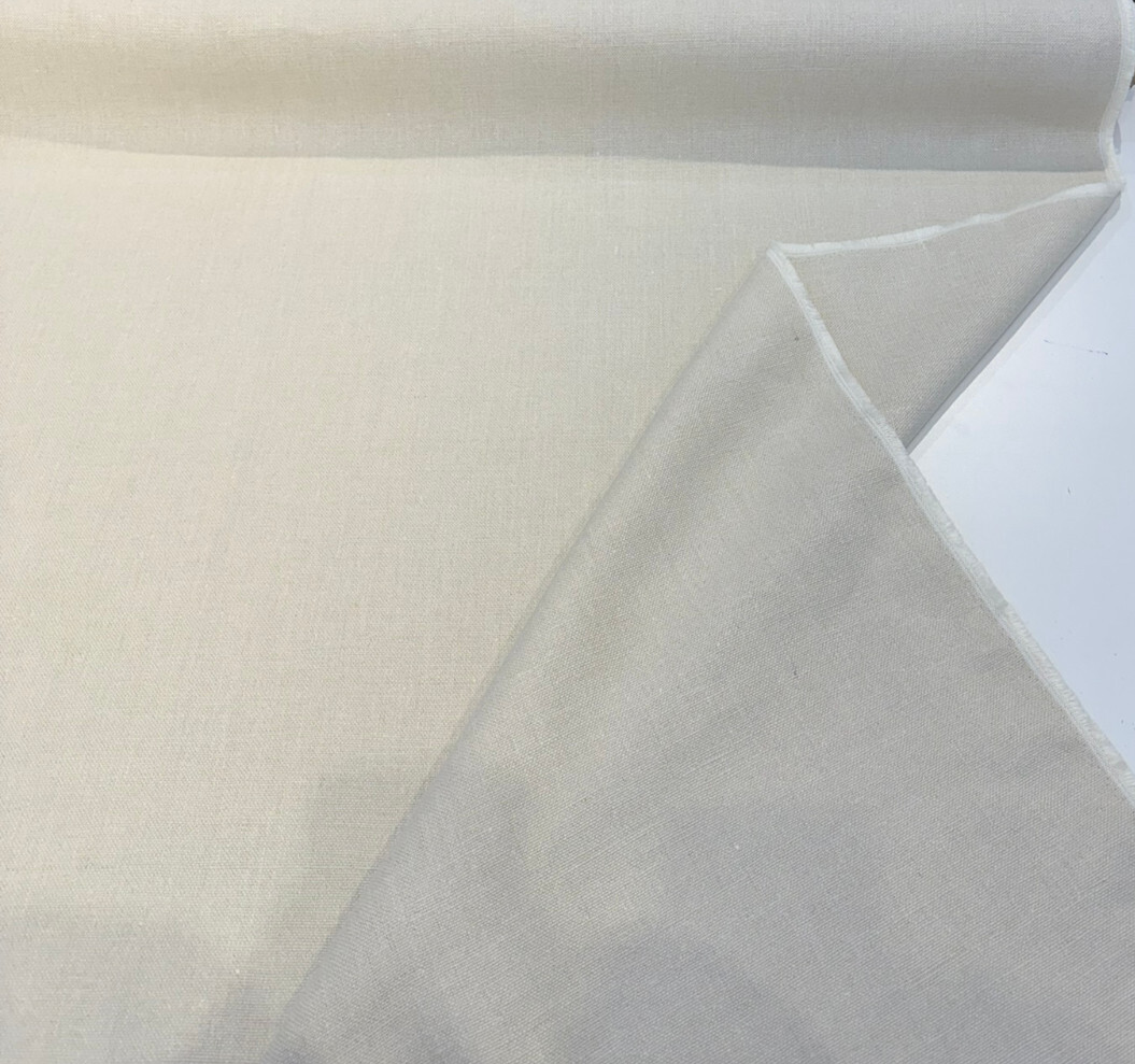 Libeco Belgian Tailored Linen Sanfor Airo 100 Percent Belgian Linen Fabric - Natural Beige, 54-56" Width (1 Yard)