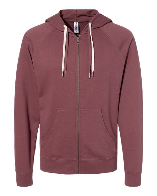 Independent Trading Co. Unisex Icon Lightweight Loopback Terry Full-Zip Hooded Sweatshirt