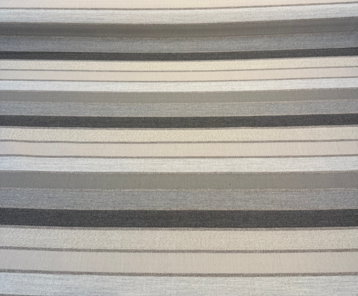 Sunbrella Lucy Stripe Acrylic Fabric - Asphalt Gray, Taupe, Pebble, Charcoal Horizontal Stripe, 54" Width (1 Yard)