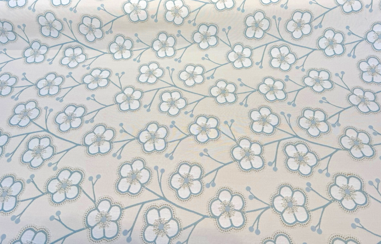 Sunbrella Lucia Mist Acrylic Fabric - Floral, Blue Beige, 54" Width (1 Yard)