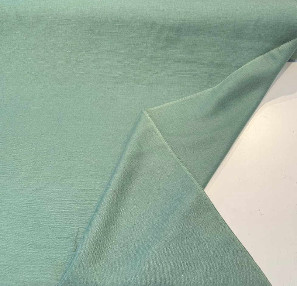 Libeco Belgian Tailored Linen Sanfor Airo Green Mistletoe Linen Fabric - Green Mistletoe, 54-56" Width (1 Yard)