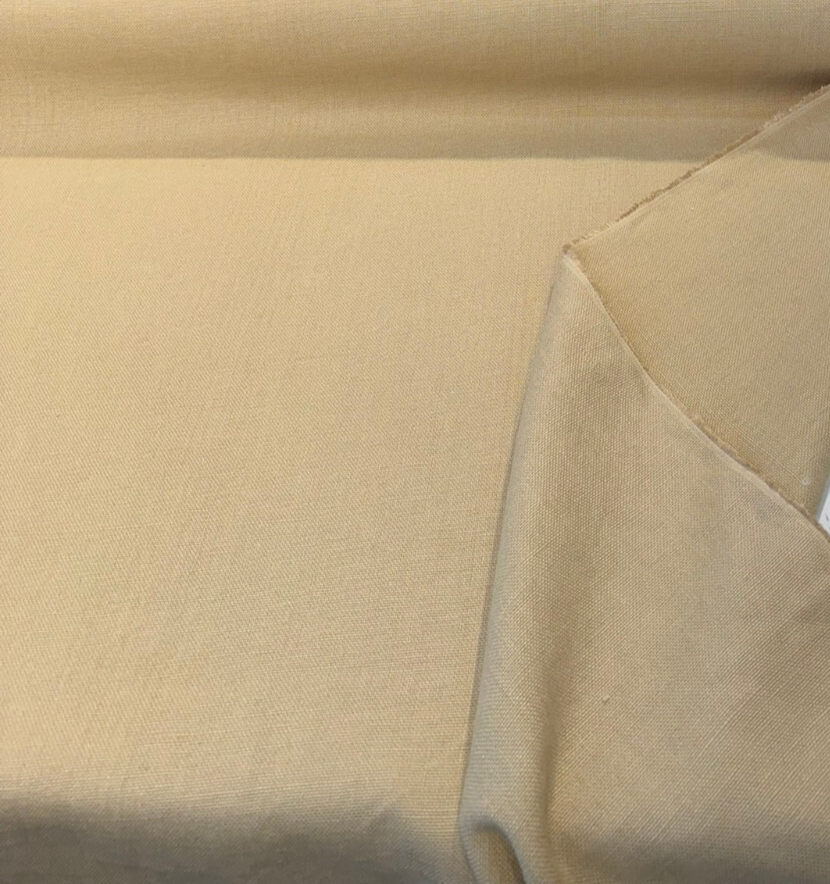 Libeco Belgian Tailored Linen Sanfor Airo Wheat Sand Fabric - Wheat Sand, 54-56" Width (1 Yard)