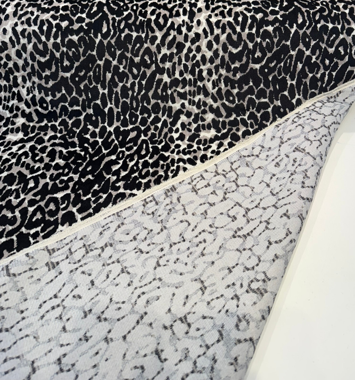 Velvet Kuna Onyx Velvet Fabric - Black Leopard Print, 54" Width (1 Yard)