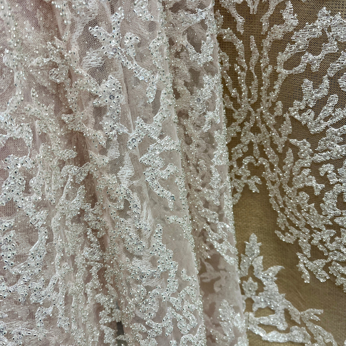 Beaded Lace Fabric Embroidered Mesh