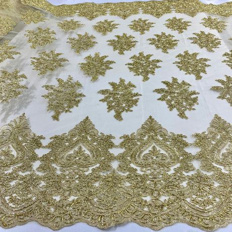 1 Yard Corded Lace Fabric Embroidered 100 Percent Polyester Net Mesh 52 inch Width