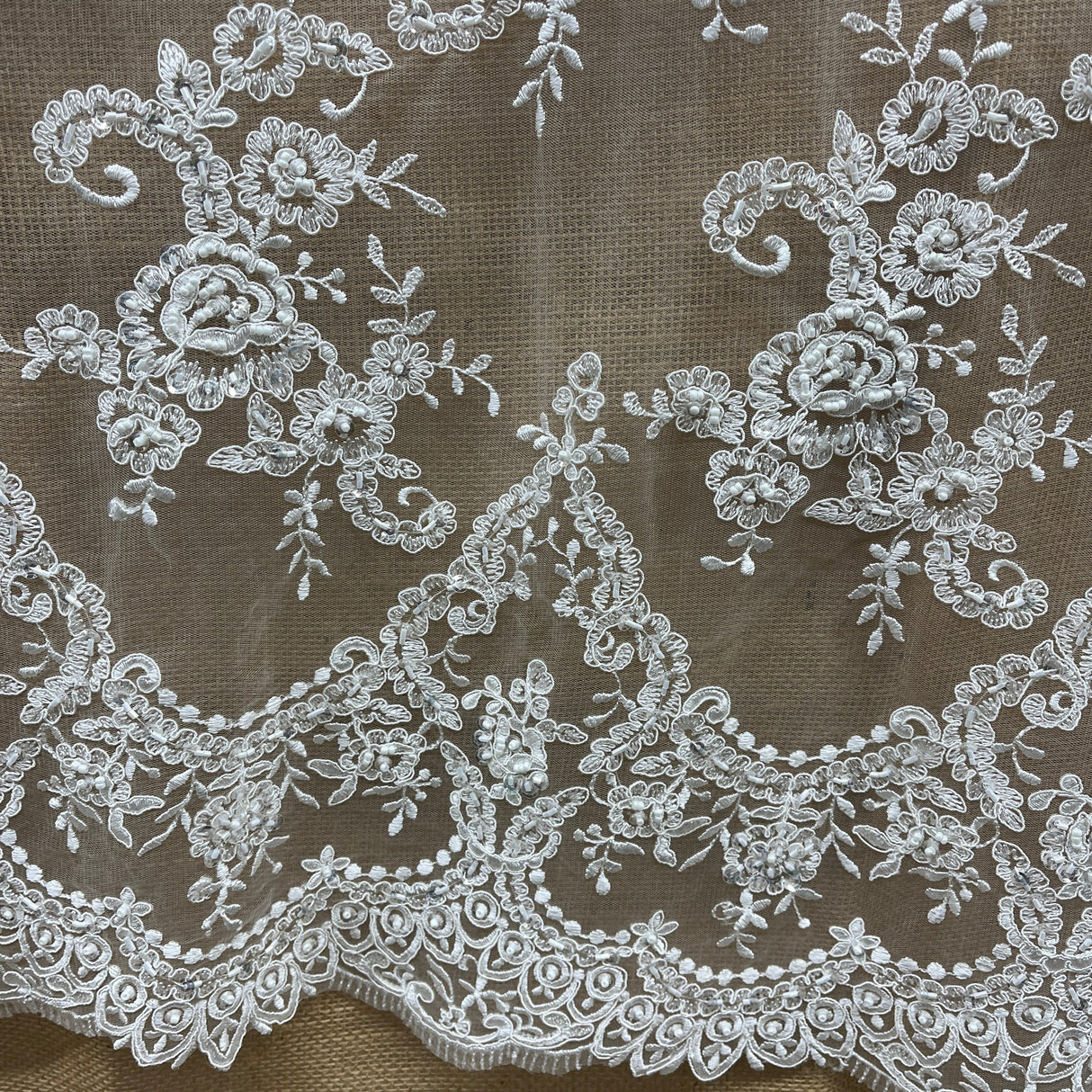 Beaded Corded Bridal Lace