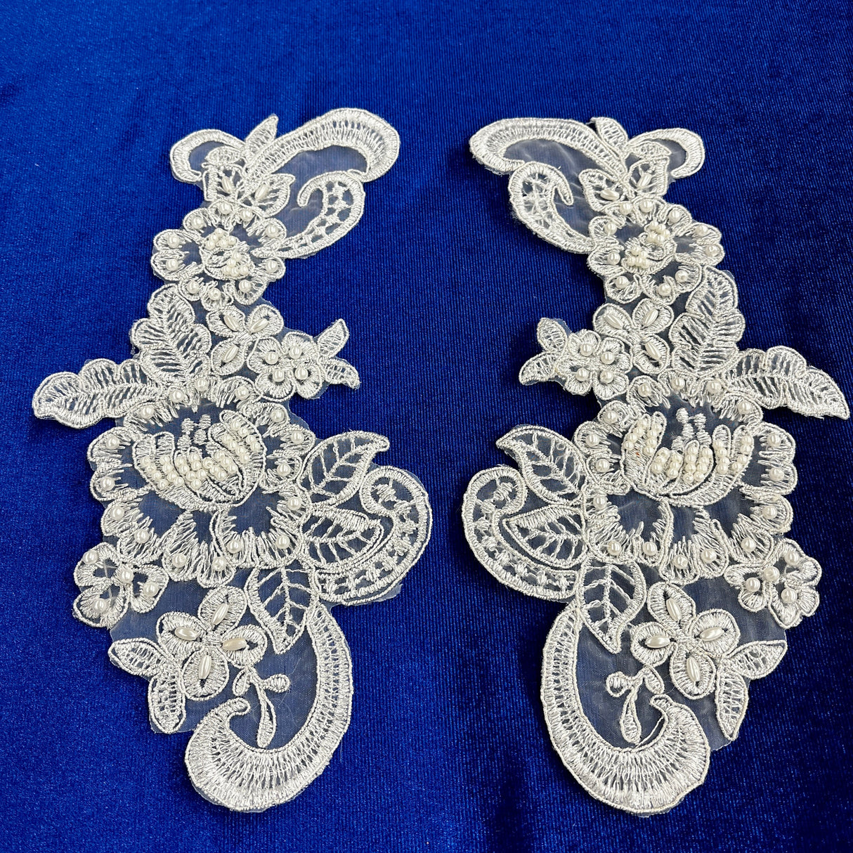 Beaded Corded Floral Lace Applique
