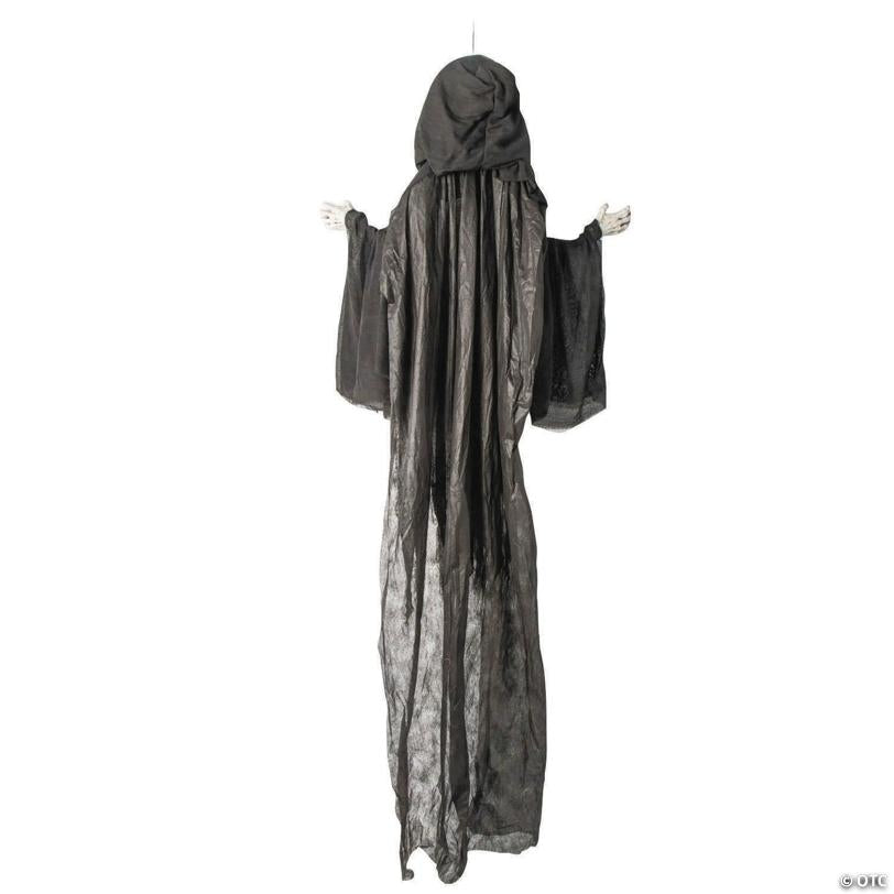 8 Ft. 2" Hanging Skeleton Reaper with Black Cloak Halloween Decoration