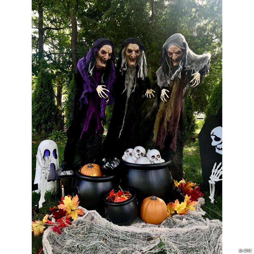 8" - 16" Black Cauldrons Plastic Halloween Decorations - 3 Pc.