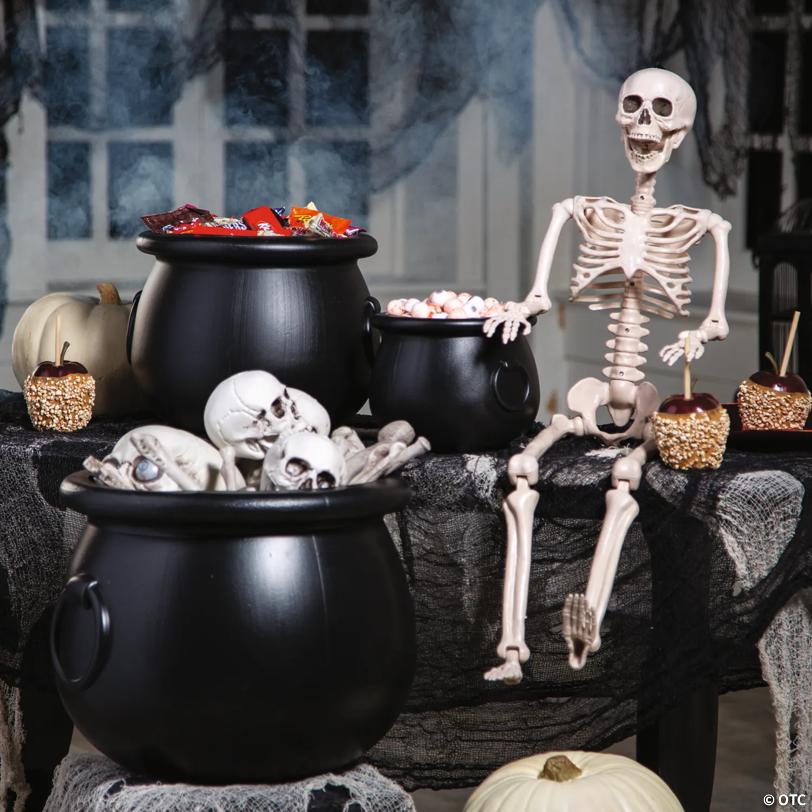8" - 16" Black Cauldrons Plastic Halloween Decorations - 3 Pc.