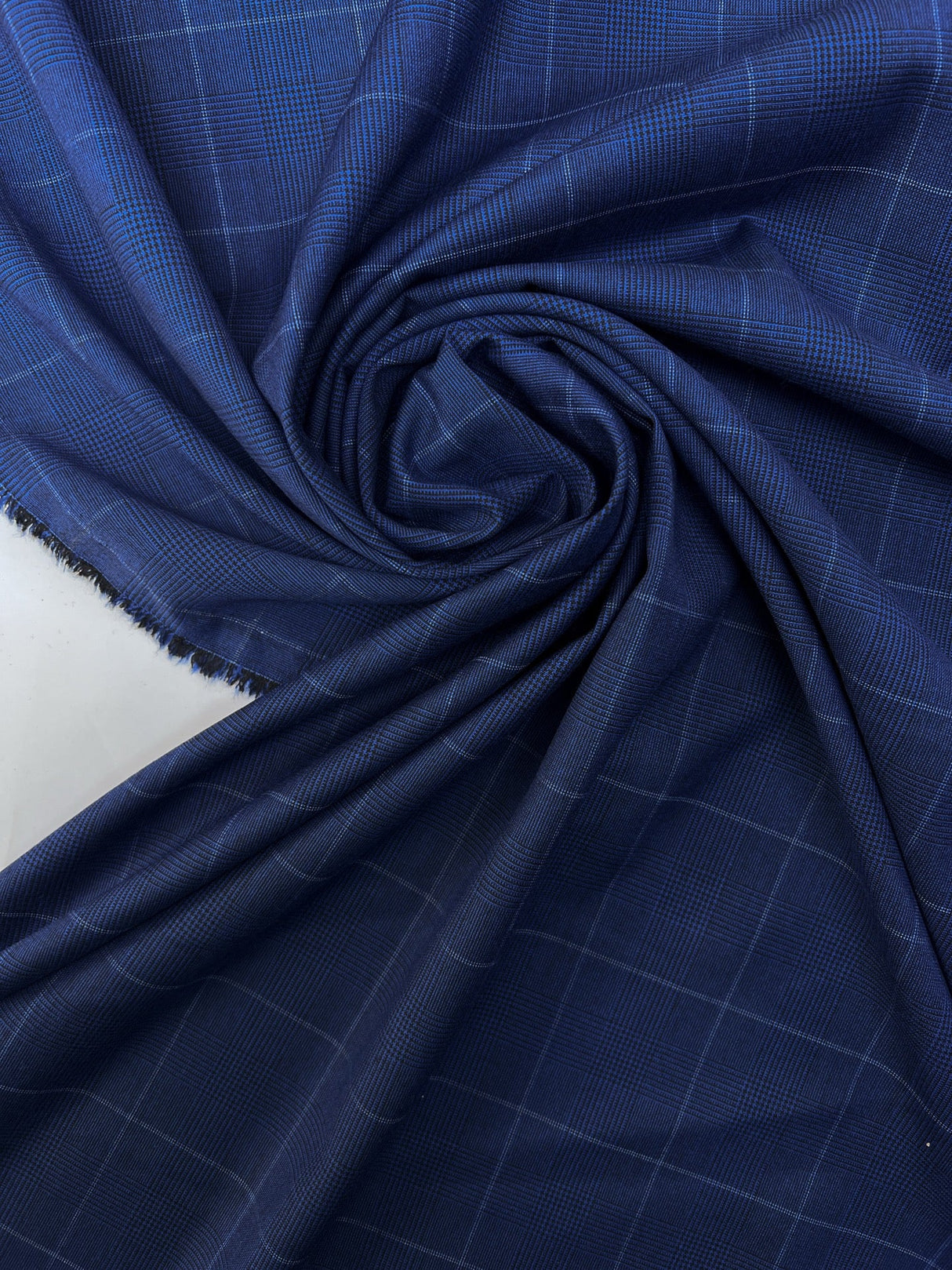 Polyamide Elastane Checked Fabric Blue Black