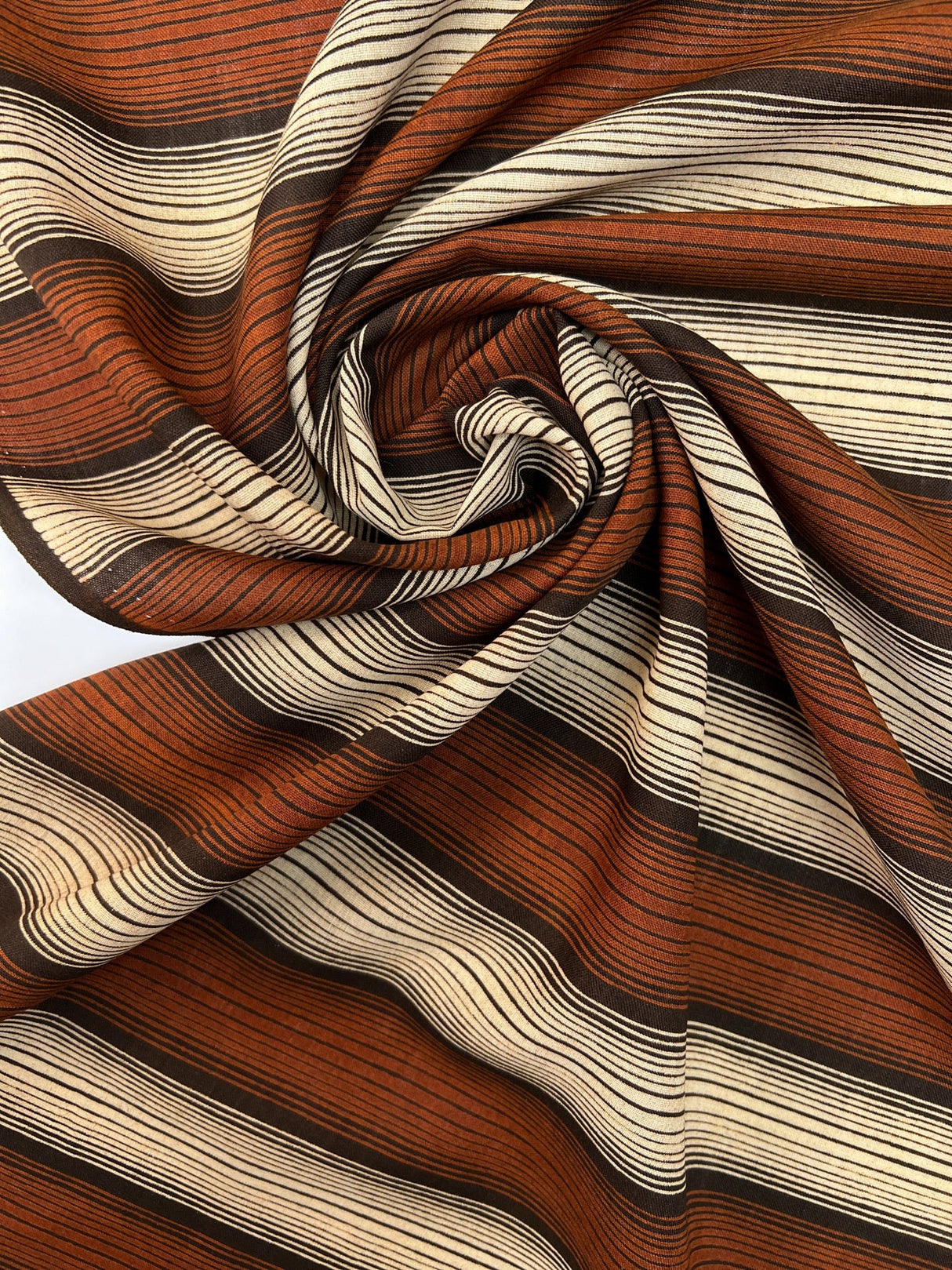 Wool Striped Fabric Brown Beige