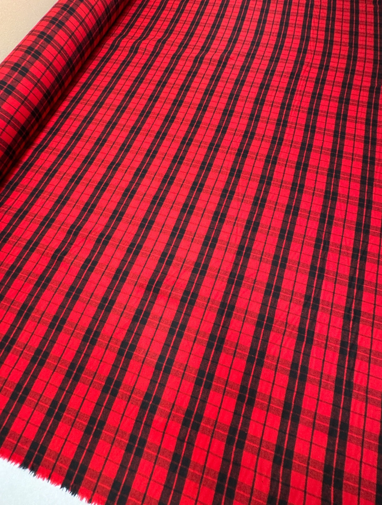 Cotton Flannel Checked Red Black