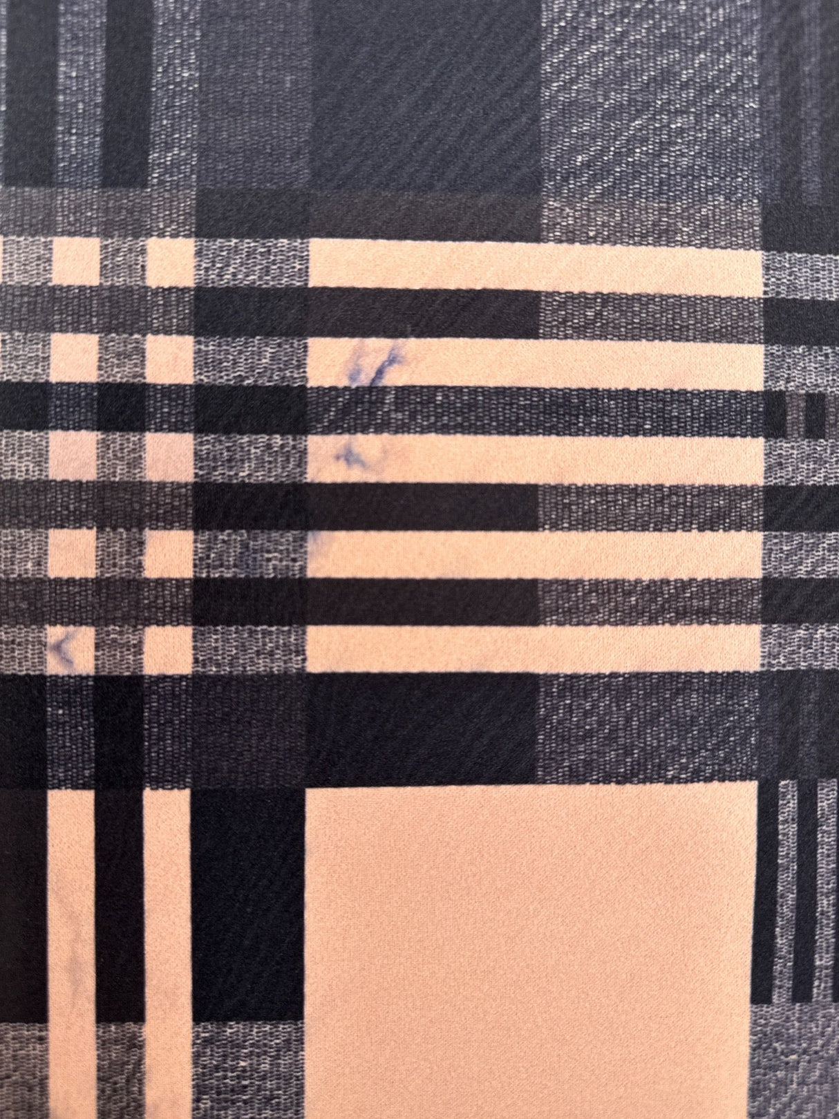 Italian Checked Knitted Fabric Blue Pink