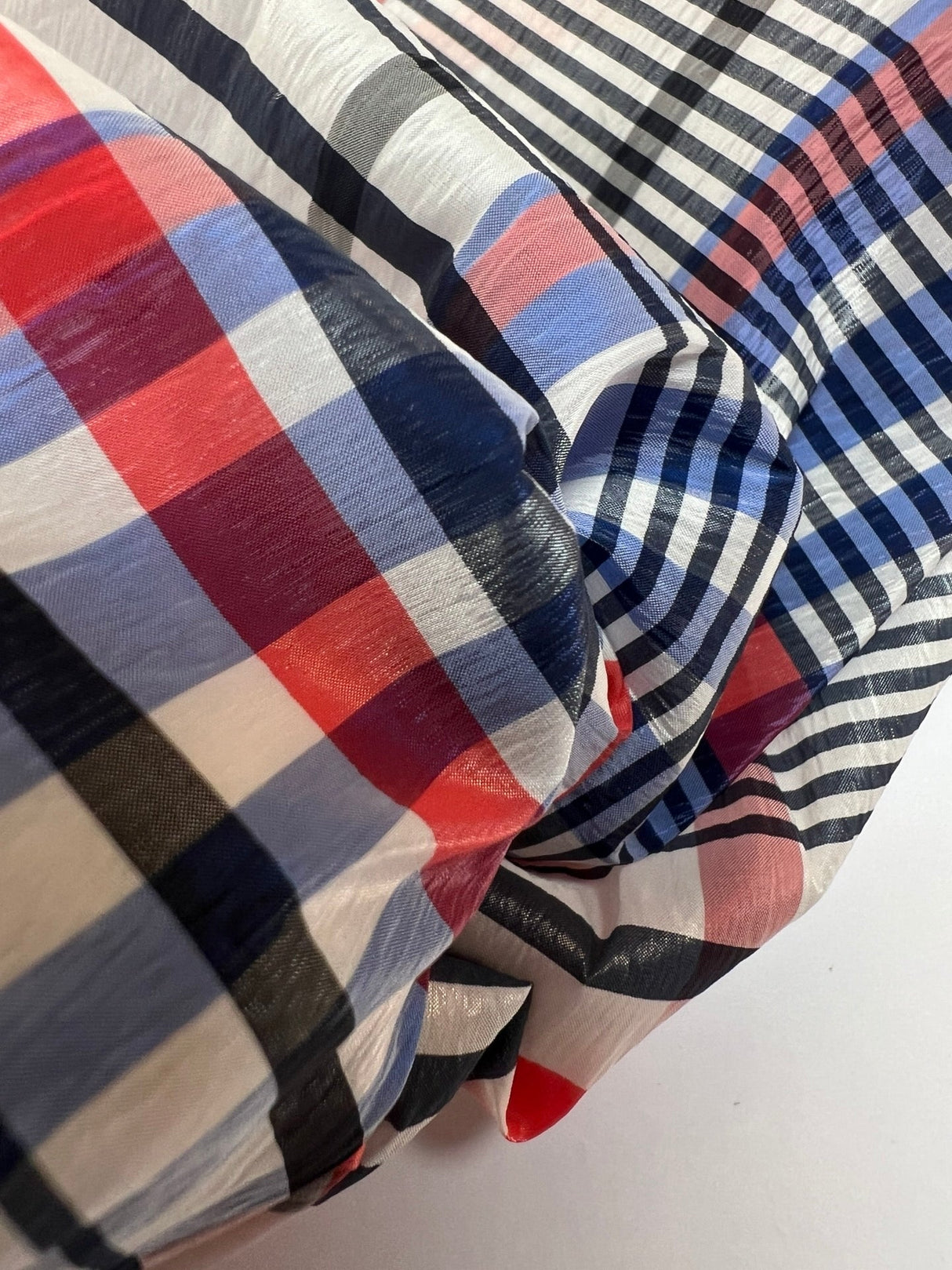 Polyester Blend Crinkled Checked Woven