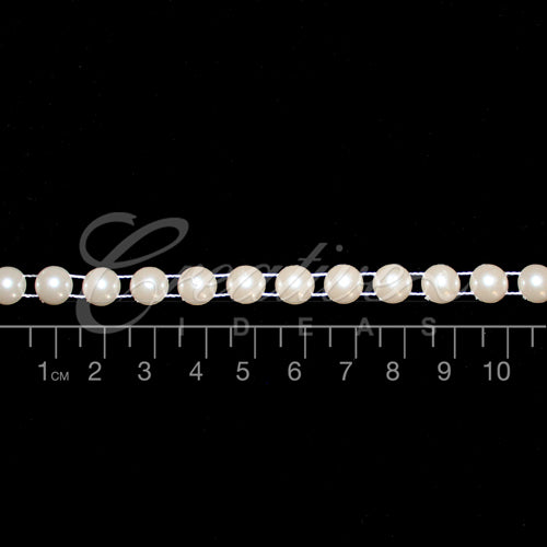 8Mm Half Round Pearls String-5 Yds (Ivory)
