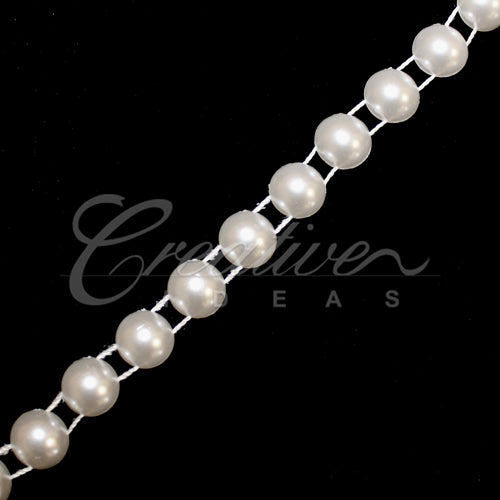 8Mm Half Round Pearls String-5 Yds (White)