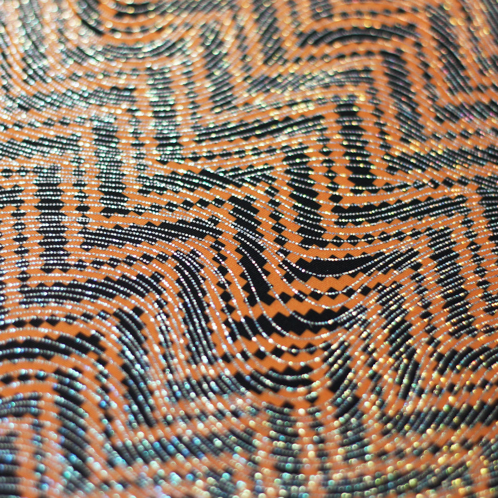 Zig Zag Racer Foil Polyester Spandex Fabric - Sparkly Chevron Foil Print, 58/60" Width (1 Yard)
