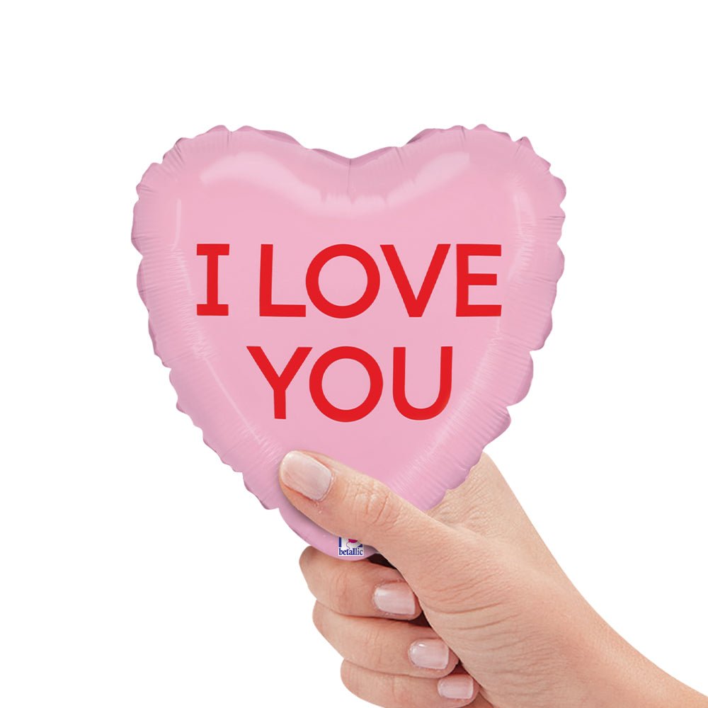 Foil Balloon Conversation Heart Pink & Green