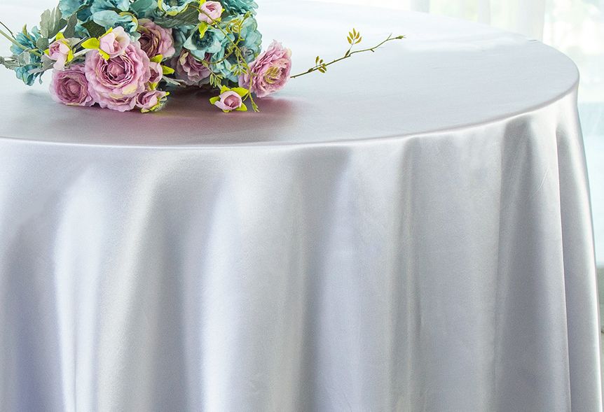 Round Satin Tablecloth 90" Platinum